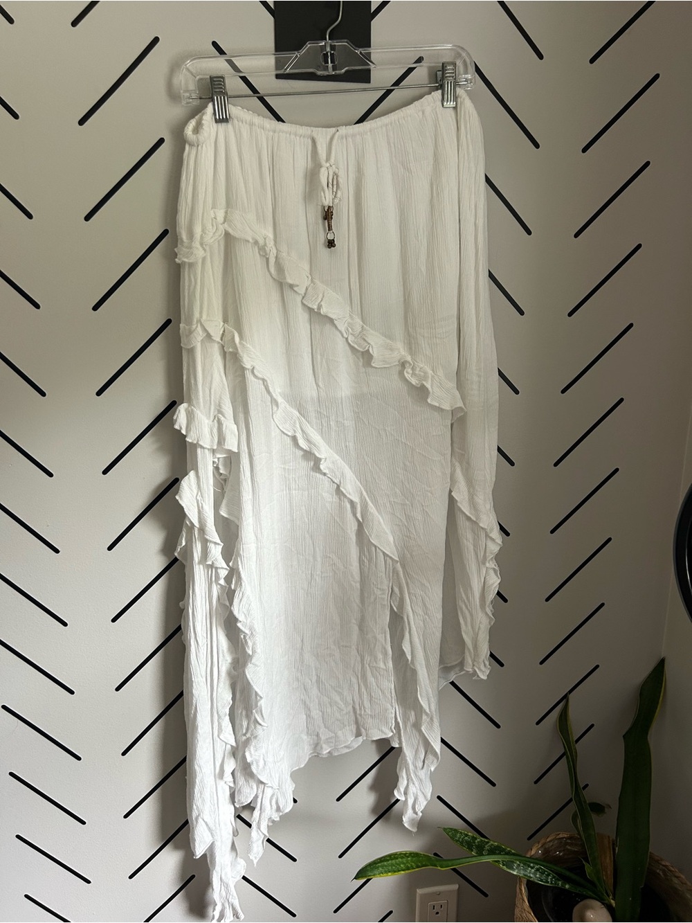 Free People Ambie Maxi Skirt in ivory asymmetrical boho festival - Picture 4 of 8